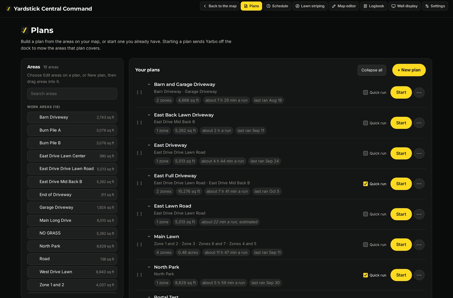 Select the core, then launch any plan, with live progress and controls